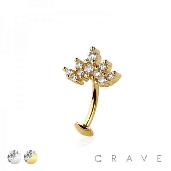 MULTI CZ MARQUISE TOP 316L SURGICAL STEEL THREADLESS FLOATING BELLY BUTTON RING